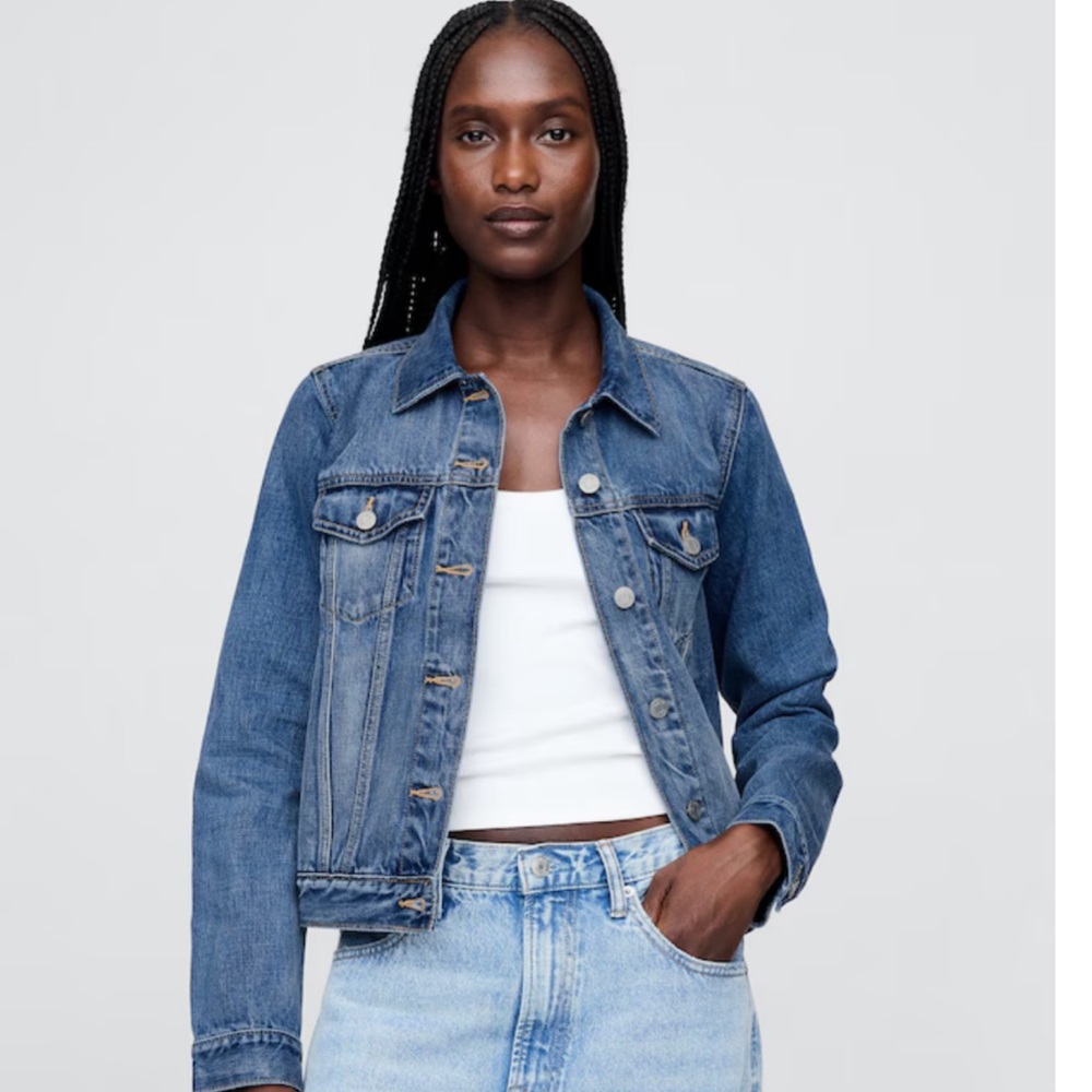 GAP Denim Classic Icon Jean Jacket Large Light Denim 100% Cotton MAMA Painted - Picture 3 of 16